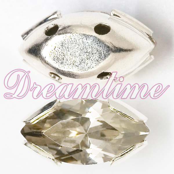 Sew On Rhinestones (in Settings), Crystal, Navette/Diamond, 10x5mm